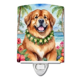 Caroline's Treasures Tibetan Mastiff Luau Ceramic Night Light Compact, UL-Certified, Ideal for Bedroom, Bathroom, Nursery, Hallway, Kitchen, 6x4x3, Multicolor