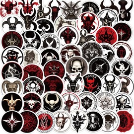 Calaveras Signos Góticos 50 Calcomanías Stickers PVC Vs Agua Stickers Variados Sin Repetir Impermeables Removible Diseños Únicos para Electrónicos, Laptops, Termos, Celulares