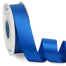 Ribbli Royal Blue Double Faced Satin Ribbon,1” x Continuous 25 Yards,Use for Bows Bouquet,Gift Wrapping,Baby Shower,Floral Arrangement