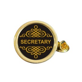 Secretary Committee Gold Plated Domed Lapel Pin Badge