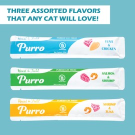 Heart & Field Heart & Field Cat Treats, Squeezable Lickable Variety Pack, Tuna Shrimp, Salmon Shrimp, Tuna Chicken, 52 Count