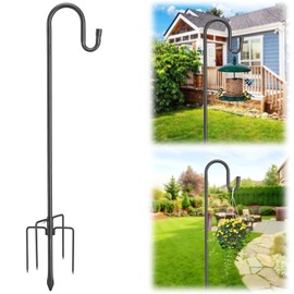 HOSKO Bird Feeder Pole, 108Inch Shepherds Hooks for Outdoor with 5 Prong Base, Heavy Duty Shepherds Hook for Bird Feeder, Adjustable Shepherds Hook for for Garden Plant, Hummingbird Feeder