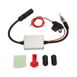 Car Stereo FM Radio Antenna Signal Stabilizer with 12V Power DIN Plug Connector for Marine RV Truck SUV