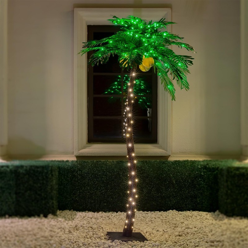 TYBEEU 7ft Lighted Palm Tree 208 LED Lights with Glowing