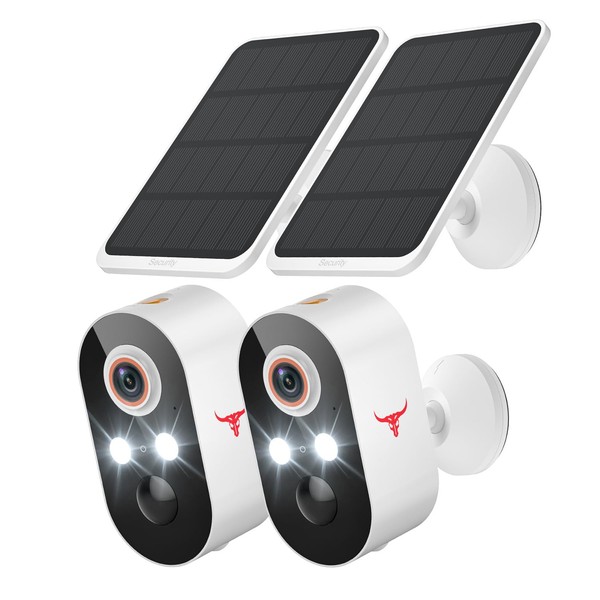 1080p Wireless Security Camera with Solar Panel, 2.4GHz Wi-Fi, Color