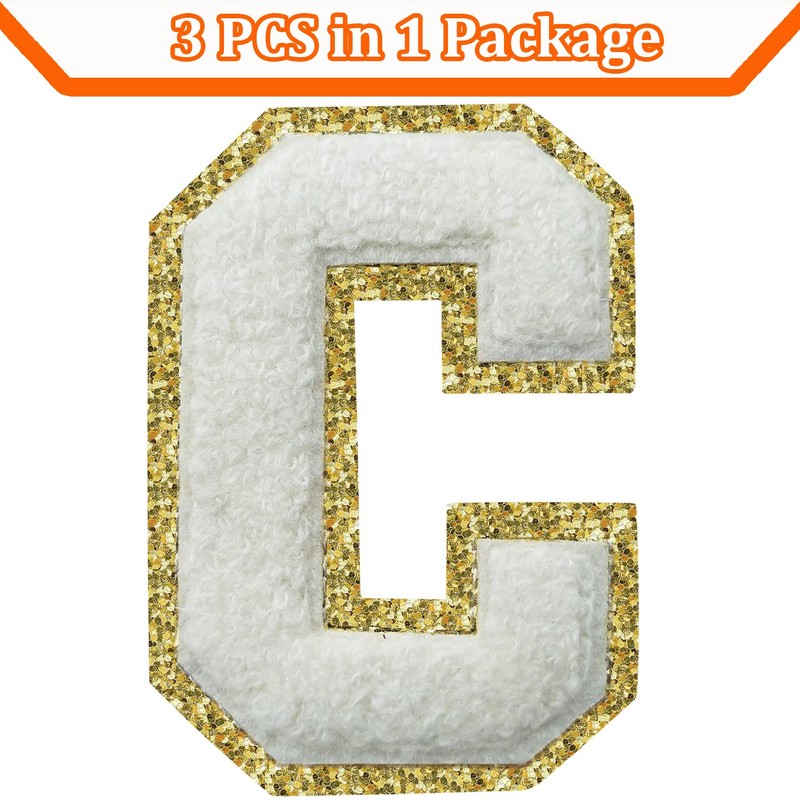 3Pcs Letter Patches Iron on 3.2inch Chenille Letters for Jackets