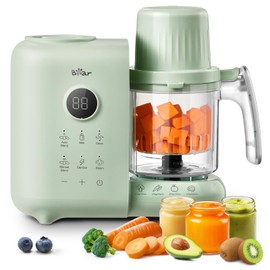 Bear Baby Food Maker with 18.5oz Dual-Layer Steam Baskets, OneStep Baby Food Processor Steamer Puree Blender Grinder Mills, Auto Cooking Grinding&Sterili-zing for Healthy Homemade Baby Food, BPA-Free