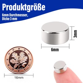 Pack of 120 Small Magnets Strong 6 x 3 mm Neodymium Magnets Extra Strong Magnets Whiteboard Mini Magnets Strong Magnets Small Round Magnets for Magnetic Board, Magnets for Notice Board, Fridge,