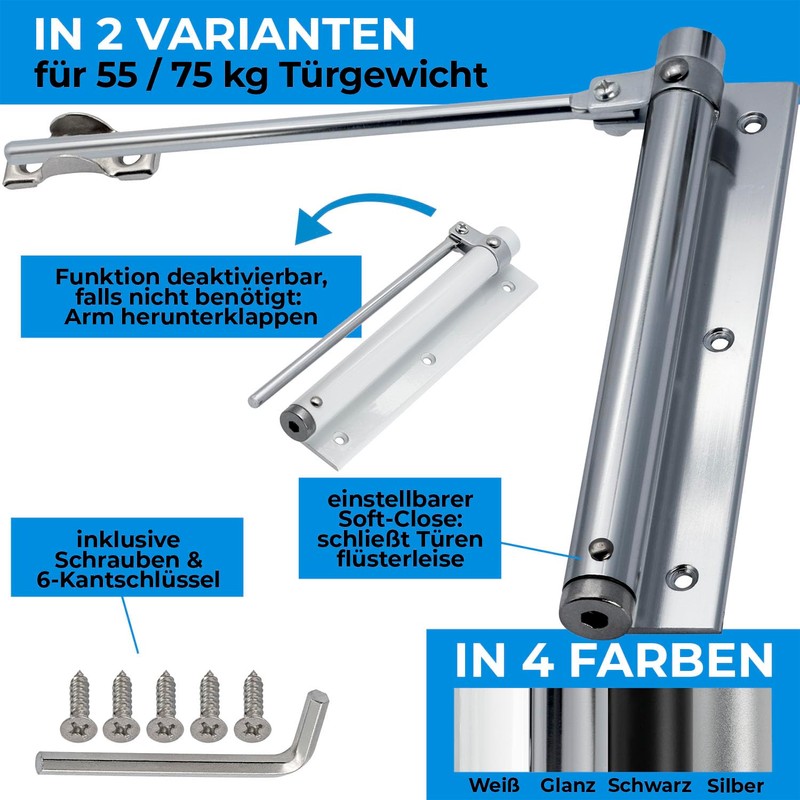 Bolt Door Lock, Automatic Spring, Universal, silver