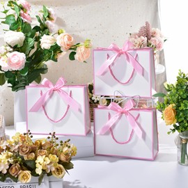 DOYIDE 30 Pcs Thank You Gift Bags with Tissue Paper, 9x7x3.1in Paper Gift Bags with Handles, Gift Wrap Bags with Bow Ribbon for Wedding Birthday Baby Shower Bridesmaid Party