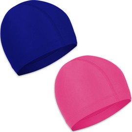 Swimming Caps, Pack of 2, Unisex Swimming Cap, Women's Swimming Cap, Swimming Cap, Flexible Cap for Girls, Long Hair, Men, Children, Boys (Pink, Lake Blue)