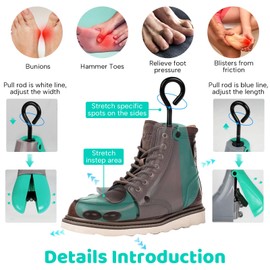JJDPARTS Shoe Stretcher Women Men, Boot Stretcher for Women, Adjustable Unisex Shoe Stretcher Wide Feet (Pack of 1) (Green, For Women Size 6-11,Men's 5-9.5)