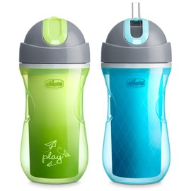 Chicco Chicco Insulated Flip-Top Spill-Free Straw Sippy Cup 9oz Green/Teal (2pk)