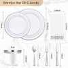 BESTVIP 350 PCS Silver Dinnerware Set for 50 Guests, Plastic