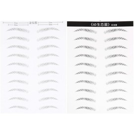 Operitacx 2 Hojas Pegatina para Cejas 6d Negra, Fibra Artificial, 2 Efecto Pelo Natural, Fácil de Usar, Forma Única para Mujeres