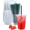 20 ounces of transparent plastic cups, with lids and straws,