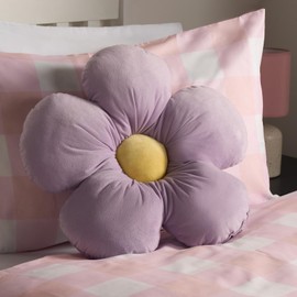 OHS Back Pillow For Bed Flower Shaped Scatter Cushion, Soft Cosy Fabric Unique Flower Shape Design Decorative Cushion For Livingroom Bed Sofa, Lilac/Yellow - 40cm