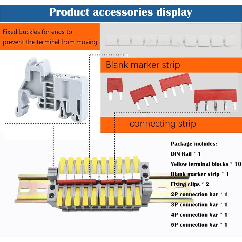DIN Rail Terminal Block, CTRICALVER Universal Class Terminal Block Kit,
