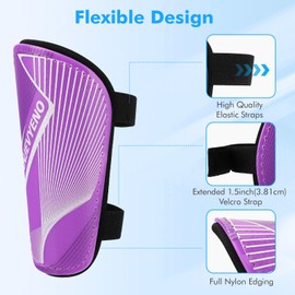 Shin Guards Soccer Kids Youth Toddler Protective Shin Pads Football Gear Equipment Lightweight Breathable Adjustable Straps for 2-4 5 6 8-9 10-12 Years Children Teens Boys Girls (Purple, S)