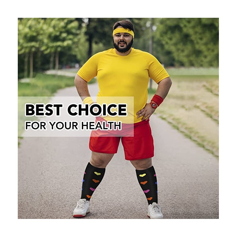 Cheeroyal 2 Pair Plus Size Compression Socks for Women Men