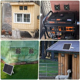 Solar Powered Fan, Solar Fan for Shed, Chicken Coop, Greenhouse, Outside with Two IPX7 Waterproof 5In Fans 13Ft On/Off Switch Cable Exhaust Intake Mounting Way and Installation Kits