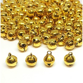 taffbeads 10mm Round Silver & Gold Jingle Bells – 20pcs Copper Metal Charms for Christmas Carft, DIY Jewelry, Decorations, Pet Collars, Wedding (Multiple Pack (1, Gold)