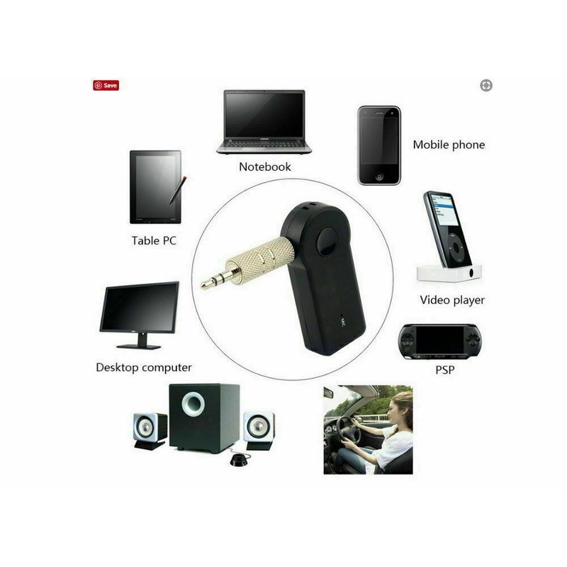Unbranded Wireless Bluetooth 3.5mm AUX Audio Stereo Music Home Car