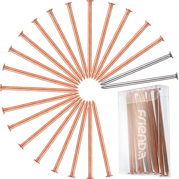 Frienda 20 Pcs Copper Nails for Killing Trees Stump Root 3.5 Inch Long Nail Spikes for Killing Tree, Stump Removal Spikes with 2 Pcs 3.5 Inch Large Steel Nails and 1 Pcs Storage Box