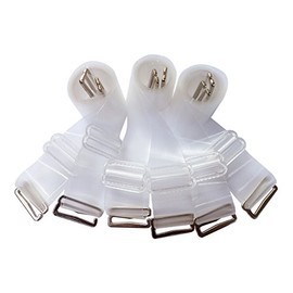 Invisible Clear Elastic Bra Straps Replacement - Metal Hook Transparent & Adjustable (Regular-12mm, 3 Pairs)