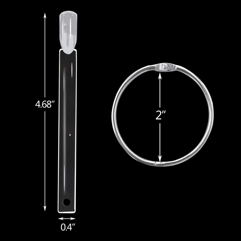 2 Set 100 Tips Clear Nail Art Swatches Sticks Polish