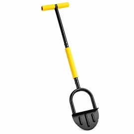 Manual Lawn Edger, 42-Inch Padded T-Handle Half-Moon Edging Tool with Serrated Steel Blade & Wide Foot Platform for Lawns, Sidewalks and Garden Beds