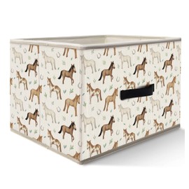 Nogrit Western Horse Storage Bins Box, Toybox for Boys Girls, Nature Horseshoe Horse Foldable Baskets Organizer Container with Handles for Bedroom Bathroom Kids Room Dorm Clothes Toys Books