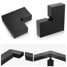 Gyykzz 2 Pack Black Corner Connector 100mmx100mmx23mmx53mm for Aluminum Handrail, 90 Degree Handrail Fitting for Top Handrail Railing, Handrail Accessories POM Connector for Corner Railing Handrail