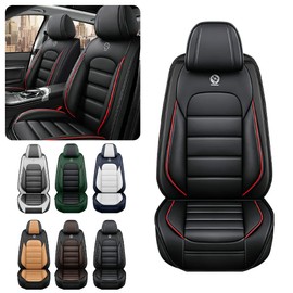 Iceleather Car Seat Covers for Volkswagen Golf 2000-2021,Waterproof Soft Breathable PU Leather Seat Cover with Storage Pockets(Black&Red,Full Set)