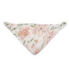 Crane Baby Soft Muslin Baby Bib Set, Adjustable and Absorbent Bandana Style Bibs for Boys and Girls, Floral, 3 Piece, 18.5” x 9”