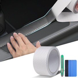 Arespark Car Door Sill Protector Door Edge Guards, Clear 3D Carbon Fiber Vinyl Tape Wrap for Automotive Edge/Bumper/Door Sill/Door Panel/Handle/Window Sill, Fits for Most Car (2in x 30ft)