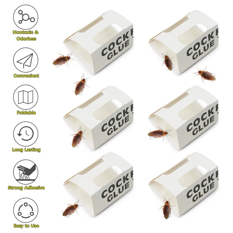 HTWON 12PCS Roach Motels Cockroach Bug Killer Sticky Pest Bait