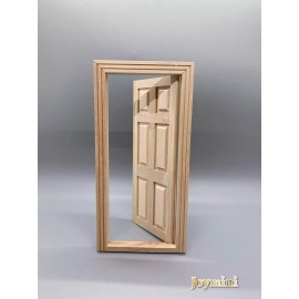 6 Panel Interior Door 1/12 Dollhouse Miniature Wooden Fairy Door Fashion Doll