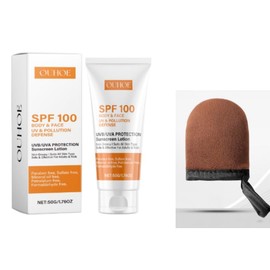 Sonnencreme Lsf 100,Sonnencreme 100 Lsf,mit 1 Applikatorhandschuh Geliefert,mit Uva/Uvb-Schutz,Nicht Fettend,Beruhigend und Feuchtigkeitsspendend,Anti-Aging,für Alle Hauttypen Geeignet