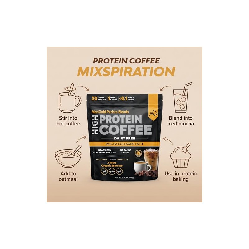 MariGold Café con colágeno rico en proteínas - Latte de
