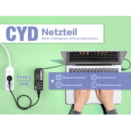 CYD 65W USB-Type C PD Netzteil-Universal Laptop-Ladekabel für Lenovo ThinkPad L480 L580 L490 L590 Yoga R480 R490 R590 S3-490 T480 T480S T580 T580S T490 T490S T590 T495S T590 Notebook-AC-Adapter