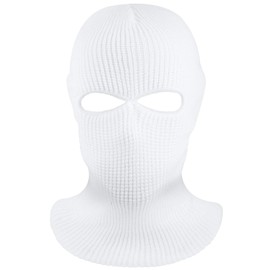 SATINIOR 2-Hole Knitted Ski Mask Full Face Mask Cover Neck Gaiter Winter Balaclava Warm Beanie for Outdoor Sports(Medium,White)