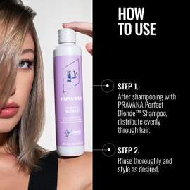 Pravana The Perfect Blonde Purple Toning Conditioner | Neutralizes Brassy, Yellow Tones | For Color Treated Hair | Chromasilk Enhances Shine & Protection | Vegan, Paraben & Sulfate Free | 10 Fl Oz