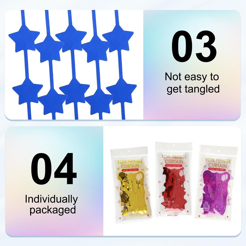 PATIKIL 3 Pack Party Backdrop Decoration, 1mx2m Star Tinsel Streamer