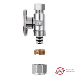 Plumb Pak PP2887EZ 1/2" Comp x 3/8" O.D. Quarter Turn No Crimp PEX Straight Valve, Chrome