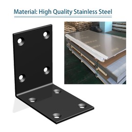 Black Stainless Steel Corner Bracket,Joint Right Angle Bracket,L Shape Heavy Duty Metal Corner Brace Shelf Supporter for Wood Aufuga (10)