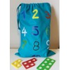 Busy Hands & Feet Numbers Counting Turquoise Drawstring Bag (Medium