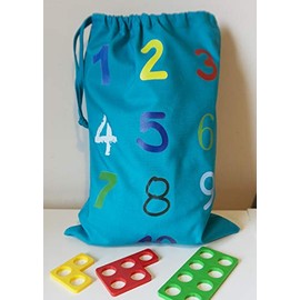 Busy Hands & Feet Numbers Counting Turquoise Drawstring Bag (Medium 25cm x 35cm)