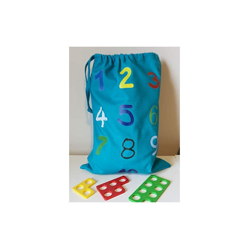 Busy Hands & Feet Numbers Counting Turquoise Drawstring Bag (Medium