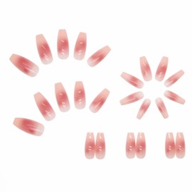 Long Nail Tips, 24 Pieces, Nail Tips, False Nails, Skin Color, Gradation, Pink, Popular, Japanese Style, Cute, Simple, Stylish Party, Nail Tips, Autumn & Winter, Spring & Summer, Bride Nails, Glossy, Coming-of-Age Ceremony, School Entrance Ceremony, Graduation, Wedding, Double-Sided Tape Included